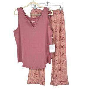 Pajamagram Pink Heart Dove Print Tank Pajama Pants Set Size Large NWT